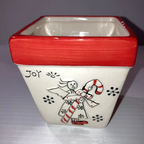 Ceramic Christmas basket with Angel Candy Cane And Snowflakes Cover