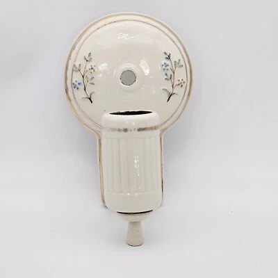 Aplique de pared de porcelana floral y dorado de colección Porcelier con cadena de tracción Foto 1 de 4