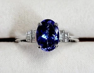 ILIANA 18K White Gold Ring~2.75ct. AAA Natural Tanzanite & Diamonds & COA-Sz.10 - Picture 1 of 2