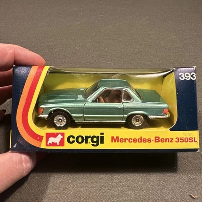Corgi 393 Mercedes Benz 220 350SL  "RARE GREEN"  VnrMint Boxed  * original * NIB - Image 1 of 4