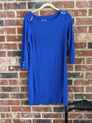 LILLY PULITZER Sophie Dress Blue currantGold Button Boat Neck Dress (Size Xs) - Image 1 of 4