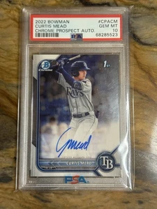 2022 Bowman Curtis Mead Chrome Auto #CPA-CM 1st Prospect Tampa Bay Rays PSA 10 - Picture 1 of 2