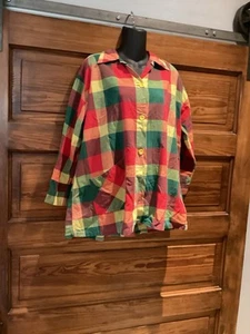 VGT 40s/50s Tommies by Harry Berger Green & Red Plaid Smock Top 38 XL/XXL - Picture 1 of 10