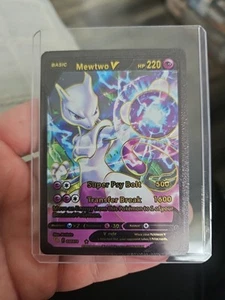 Mewtwo V Black Foil Fan Art Textured Collector Pokemon Karte 030/078 Psy Bolt - Bild 1 von 6