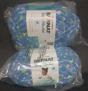 Yarnspirations Bernat Baby Blanket Yarn Super Bulky BLUE JEAN DOT - 220 Yards - Picture 1 of 5