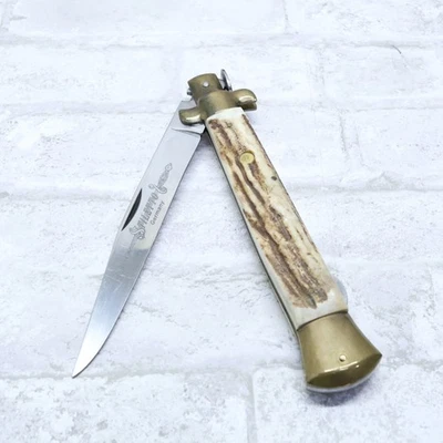 Kissing Crane KC45 Rostfrei Germany Stag Handle Folding Knife Brass Lockback - Image 1 of 4