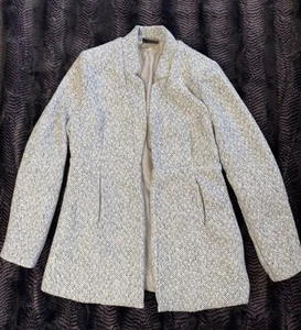 Vici Tayshia Pocket Coat Womens Grey Herringbone Open Front Tweed Jacket Size S - Picture 1 of 5