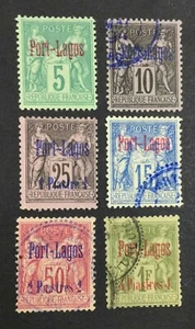 MOMEN: FRANZÖSISCHE KOLONIEN IN PORT LAGOS SC #1-6 1893 GEBRAUCHT / 1 POSTFRISCH OG H LOT #62647 - Bild 1 von 2