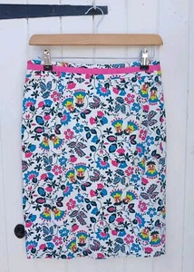 BODEN MULTICOLOUR FLORAL WOMENS COTTON PENCIL SKIRT - LINED - UK S - 28W - Picture 1 of 14