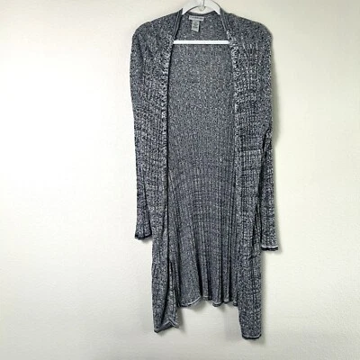 Catherines Knit Cardigan Sweater Size 2X Navy Blue White Long Duster Open Boho - Image 1 of 4
