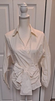 Blusa Dorothee Schumacher Popeline Marfim Power Wrap Tamanho 1 Manga Longa  - Imagem 1 de 4