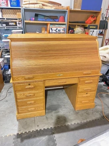 Beautiful Oak Roll-top Desk Cover