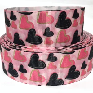 GROSGRAIN RIBBON 5/8", 7/8", 1.5", 3" Valentine's Day Hearts Vd Printed - Picture 1 of 1