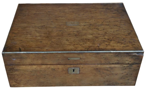 Antique 19th Century Victorian Birdseye Maple Traveling Writing Slope Box Cover