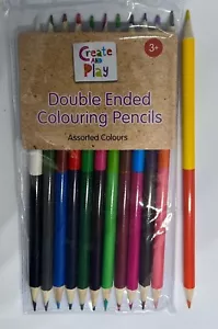 Colouring Pencils 12 X Double Ended Assorted Colours Pencils Art Craft School - Picture 1 of 4