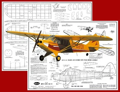 Guillows Model Airplane Plans (FF): Piper Super Cub 95 24" Scale Rubber or .020 - Image 1 of 4