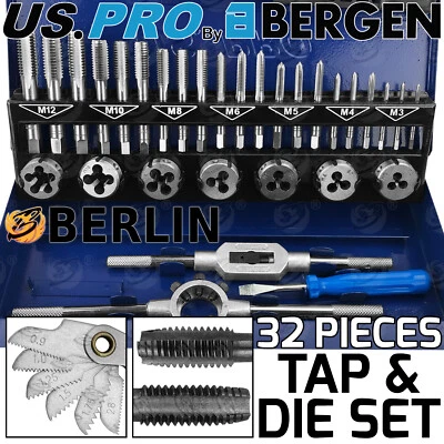 BERGEN Metric Tap And Die Set 32pc M3 M4 M5 M6 M8 M10 M12 Tap & Die & Taper Plug - Image 1 of 4