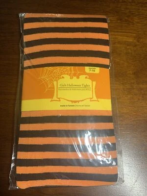 Girls' Tights - Orange & Black Striped HALLOWEEN Costume - size 7-10 NEW Sealed - Image 1 of 3