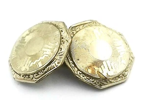 Antiguo Deco Tono Oro Blanco MARATÓN ÚNICO Dos Partes Puño Eslabón Steampunk #OK917 - Imagen 1 de 4