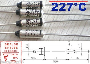 5Pcs Microtemp Thermal Fuse 227°C 227 Degree TF Cutoff SF226E 10A AC 250V New - Picture 1 of 2