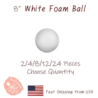 8" Foam Ball Round White Polystyrene Modelling Sphere Foam Craft - Image 1 of 3