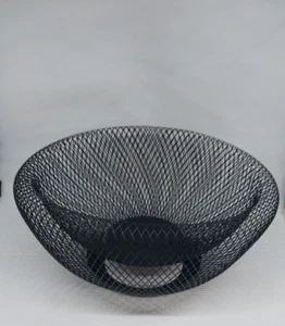 Hand-woven Iron Wire Hollow Storage Decorative Basket Round Elegant Black - Bild 1 von 9