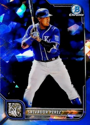 2022 BOWMAN CHROME DRAFT SAPPHIRE #80 SALVADOR PEREZ KANSAS CITY ROYALS - Image 1 of 2