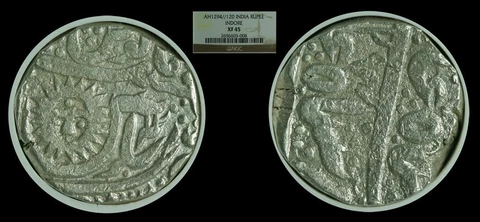 AH1294//120 (AD 1877) Rupee NGC XF45 (India - Princely States - Indore) Cover