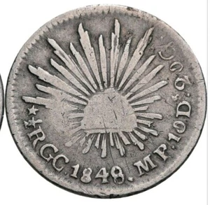 Mexico 1848 1/2 Half Real GUADALUPE Y CALVO GC MP - Picture 1 of 2
