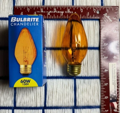 new FLAME AMBER 60w fluted F15 LIGHT bulb 60F15 swirl flair 60 watt 130v - Image 1 of 4