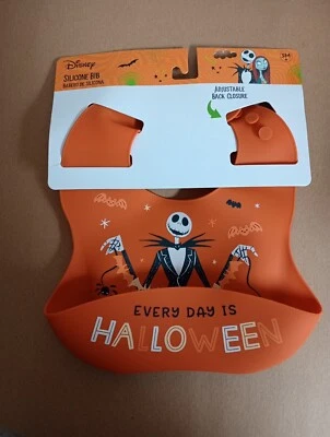 Nuevo babero de alimentación de silicona Pesadilla antes de Navidad naranja Jack Skellington Foto 1 de 2