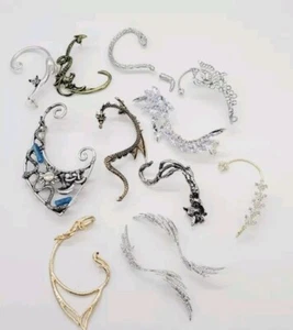 Ear Cuff Lot of 12 Silver & Gold tone Crystal Accent - Picture 1 of 21