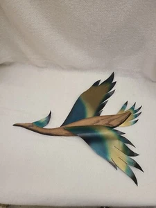 Masketeers Wandbild 1962 Vintage MCM Dekor Holz Messing fliegender Vogel 26 Zoll - Bild 1 von 9