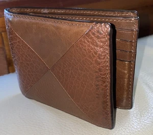 Cartera de Colección Coach Para Hombres Doble Plegable Marrón Guijarro Cuero Retazos ¡BONITA! - Imagen 1 de 12