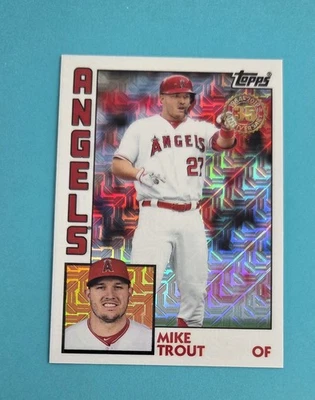 2019 Topps Update Silver Pack '84 Chrome #T84U-1 Mike Trout BASEBALL Card 8E - Image 1 of 2