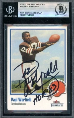 Paul Warfield Beckett BAS Signed 2002 Fleer Throwbacks Autograph - Image 1 of 2