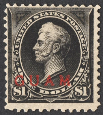 US GUAM # 12 *MINT OG H { $1 PERRY OVERPRINT } BEAUTY 1899 US POSSESSION CV$ 350 - Image 1 of 4