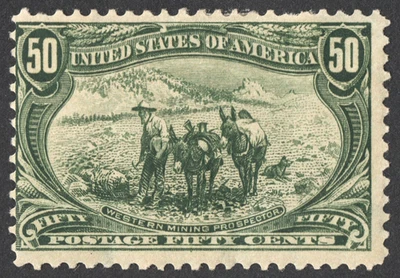 US Sc# 291 *MINT OG H* { 50c WESTERN MINING PROSPECTOR } TRANS-MISS 1898 CV$ 600 - Image 1 of 4