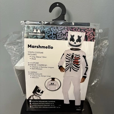 Disfraz de esqueleto Mello blanco y negro Marshmello para niños • Grande 10-12 Foto 1 de 4