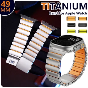 Magnetic Titanium+Silicone Band for Apple Watch Strap Ultra 11 10 9876SE 46/49mm - Picture 1 of 29