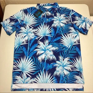 Polo homme Scales neuf avec étiquette grand bleu floral AOP performance golf - Photo 1/14
