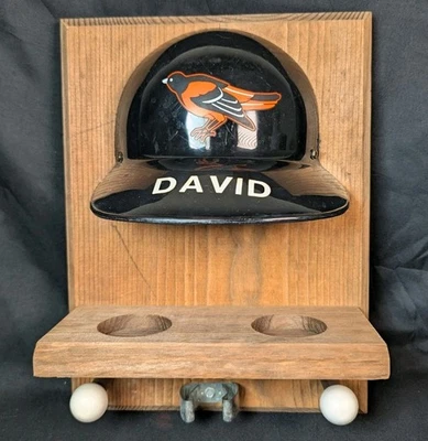 Baltimore Orioles Helmet Ball & Bat Wall Holder Personalized David Vintage Rare  - Image 1 of 4