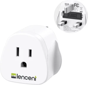 LENCENT US to UK Plug Adapter, 2/3 Pin USA to 3 Pin UK Plug Adaptor, American/Me - Picture 1 of 6