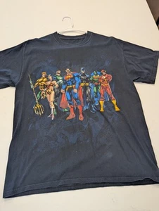 DC Superman Batman T Shirt Size L Black Justice League - Picture 1 of 4