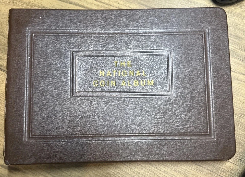 Antiguo álbum de monedas Wayte Raymond National US FRANKLIN plata medio dólar 2 páginas Foto 1 de 4