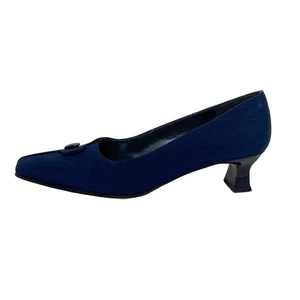 Auth STUART WEITZMAN - Navy Nylon Women's Pumps - Picture 1 of 11