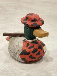 Vintage Hunting Mallard Wooden With Hat And Shotgun Marked/Signed Decor Handmade - Picture 1 of 12