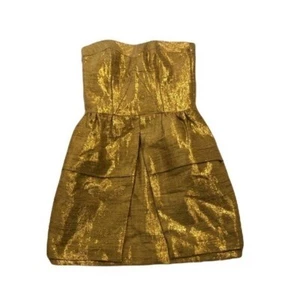 Kirribilla Women’s Strapless Fit and Flare Dress Gold Tweed Sparkle Sweetheart - Picture 1 of 10