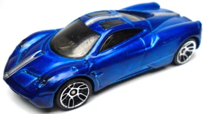2012 HOT WHEELS PAGANI HUAYRA BLUE 1:64 DIECAST 2 3/4" CAR WITH SILVER STRIPES - Picture 1 of 6
