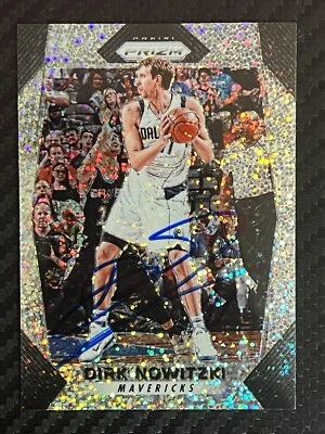 2017-18 Panini Prizm Dirk Nowitzki #91 Fast Break Disco Auto Mavericks JSA Cert - Image 1 of 2